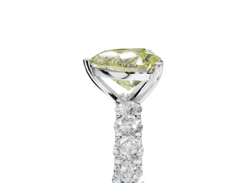 Heart-Shaped Shared Prong Engagement Ring Setting for a Fancy Yellow Lab-Grown Diamond | Platinum
