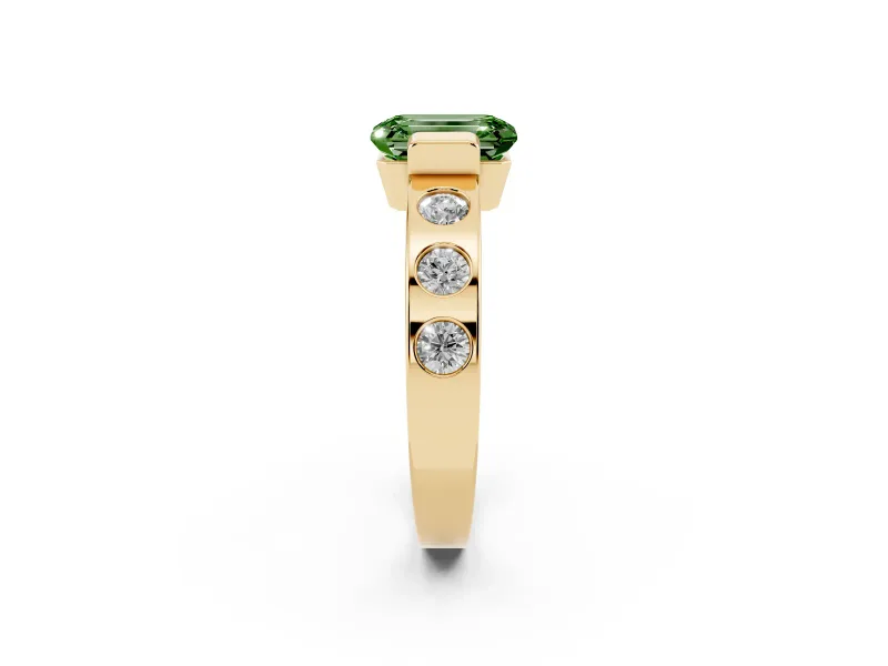 Emerald Cut Tension Style Engagement Ring Setting for a Fancy Green Lab-Grown Diamond | Yellow Gold