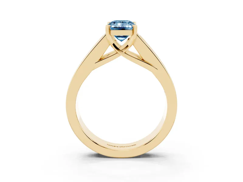 Emerald Cut Channel-Set Engagement Ring Setting for a Fancy Blue Lab-Grown Diamond | Yellow Gold