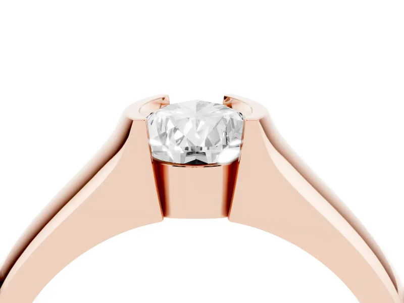 Pear-Shaped Half Bezel Solitaire Engagement Ring Setting | Wide Band | Rose Gold