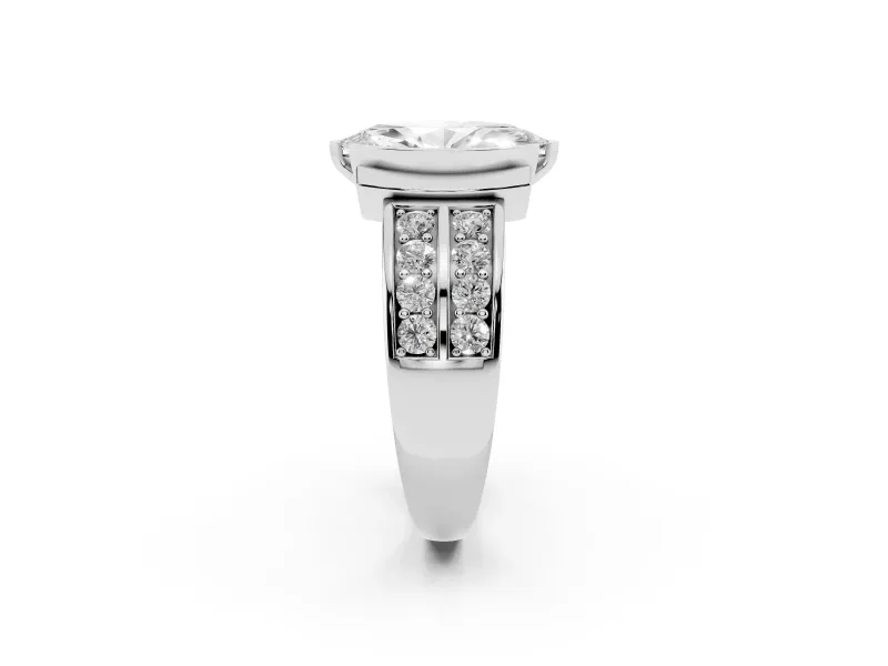 Marquise Half Bezel Engagement Ring Setting | Double Row Channel Band | Platinum
