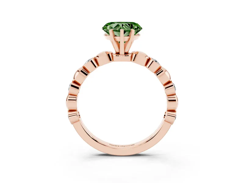 Heart-Shaped Station Engagement Ring Setting for a Fancy Green Lab-Grown Diamond | Rose Gold