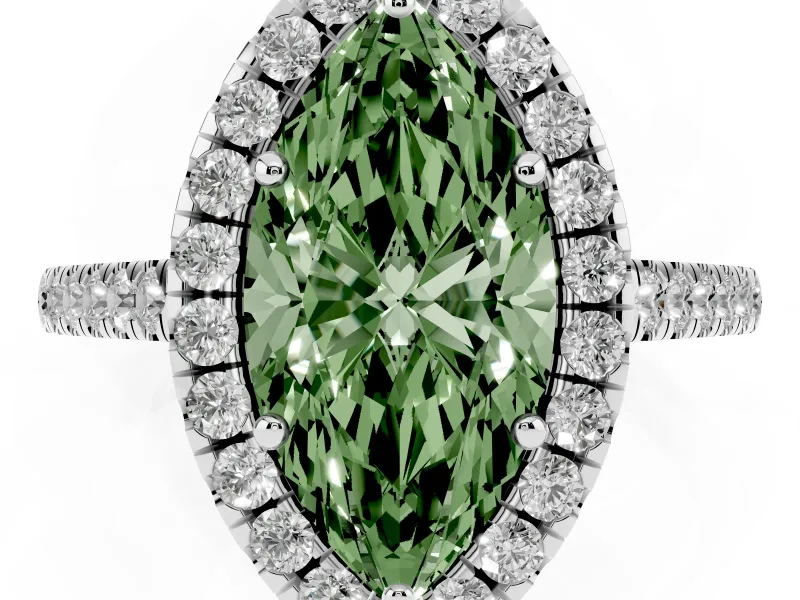 Marquise Raised Halo Engagement Ring Setting for a Fancy Green Lab-Grown Diamond | Platinum