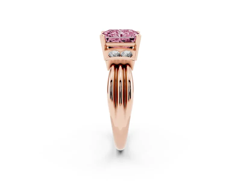 Radiant Cut Bar-Set Engagement Ring Setting for a Fancy Pink Lab-Grown Diamond | Rose Gold