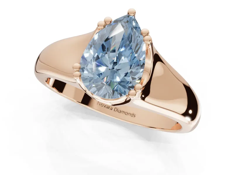 Pear-Shaped Double Claw Solitaire Engagement Ring Setting for a Fancy Blue Lab-Grown Diamond | Rose Gold