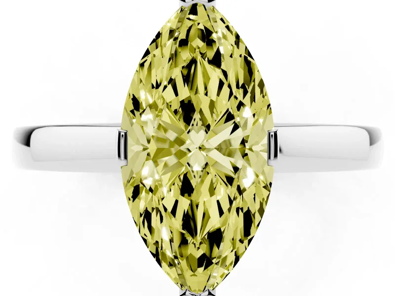 Marquise Solitaire Engagement Ring Setting for a Fancy Yellow Lab-Grown Diamond | Flat Tab Prongs | Sterling Silver