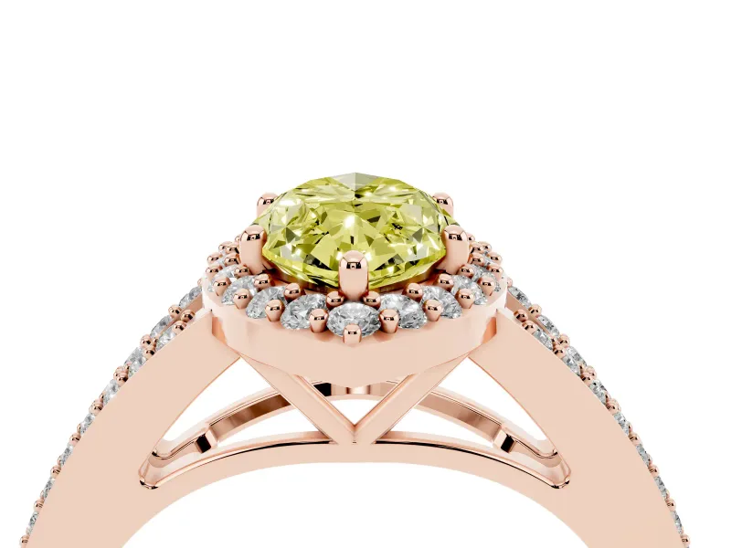 Marquise Split Shank Halo Engagement Ring Setting for a Fancy Yellow Lab-Grown Diamond | Rose Gold