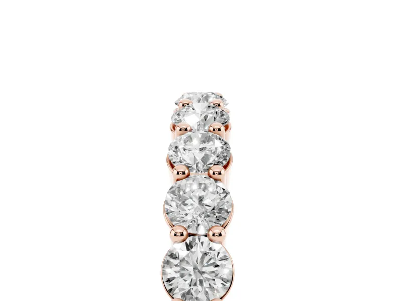 Round Diamond Half Eternity Band Set in Rose gold with Top-Row Prong Setting