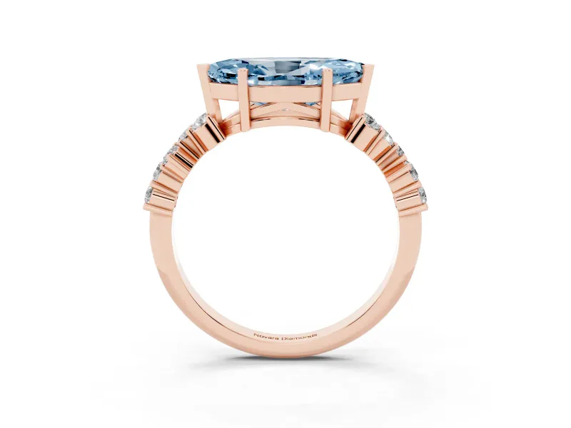 Marquise Scattered Accent Engagement Ring Setting for a Fancy Blue Lab-Grown Diamond | Rose Gold