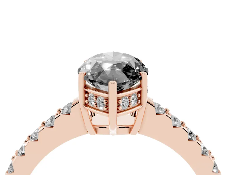 Marquise Hidden Halo Engagement Ring Setting for a Black Center | Rose Gold