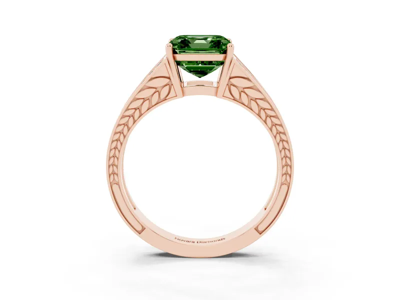 Asscher Cut Split Shank Pavé Engagement Ring Setting for a Fancy Green Lab-Grown Diamond | Rose Gold