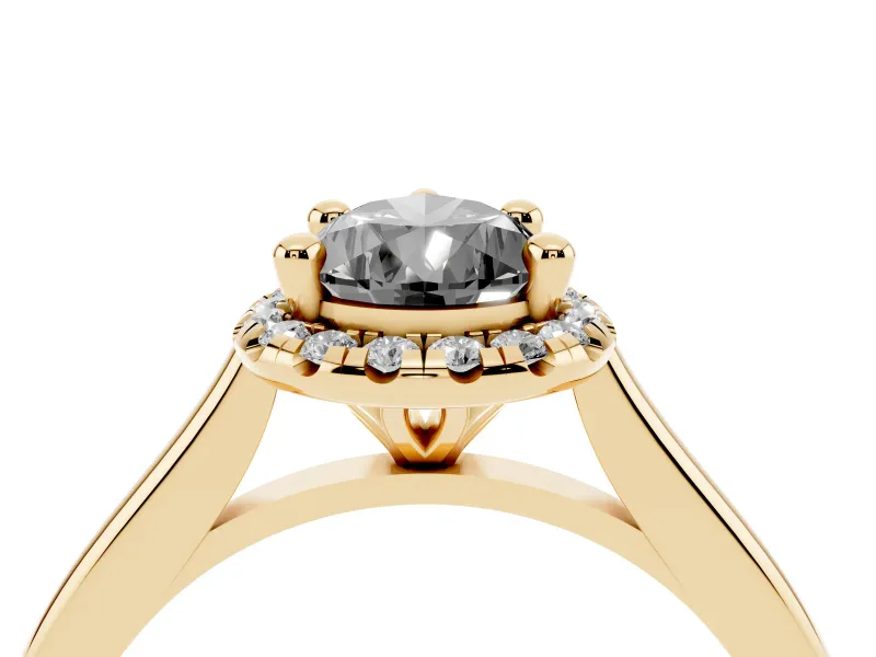 Pear-Shaped Halo Engagement Ring Setting for a Black Center | Plain Polished Band | Yellow Gold