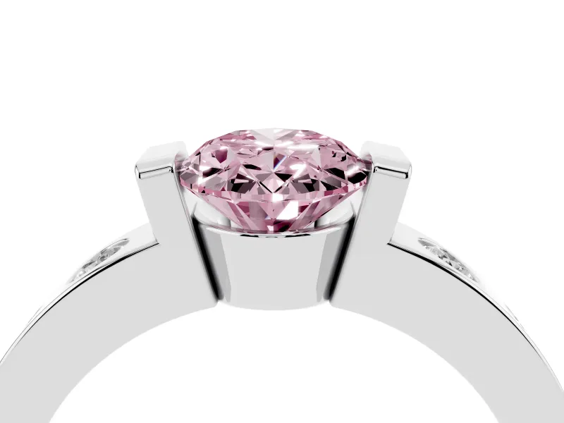 Oval Tension Style Engagement Ring Setting for a Fancy Pink Lab-Grown Diamond | Sterling Silver