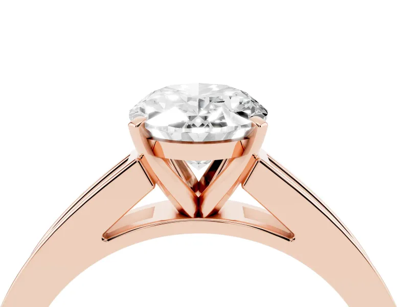 Oval Channel Set Engagement Ring Setting | Princess Cut Accents | Rose Gold