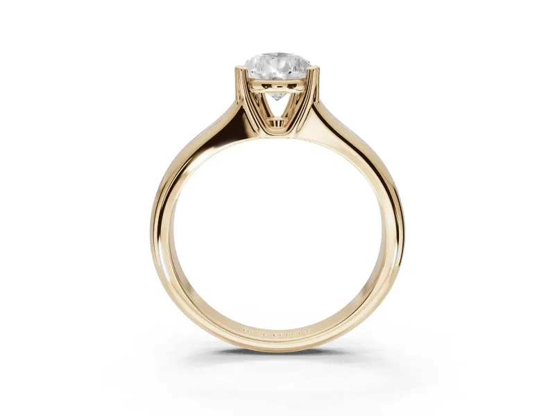 Pear-Shaped Double Claw Solitaire Engagement Ring Setting | Wide Plain Band | Yellow Gold