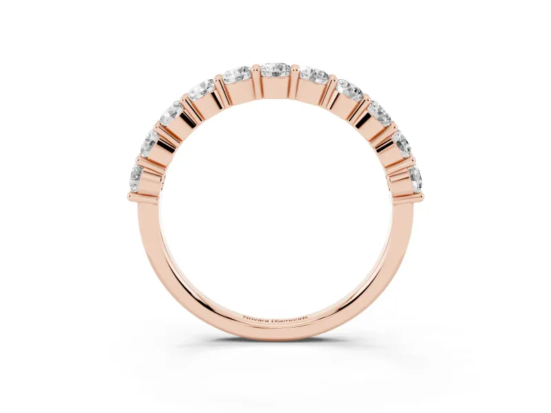 Round Lab-Grown Diamond Prong Set Half Eternity Wedding Band | Raised Row | Rose Gold