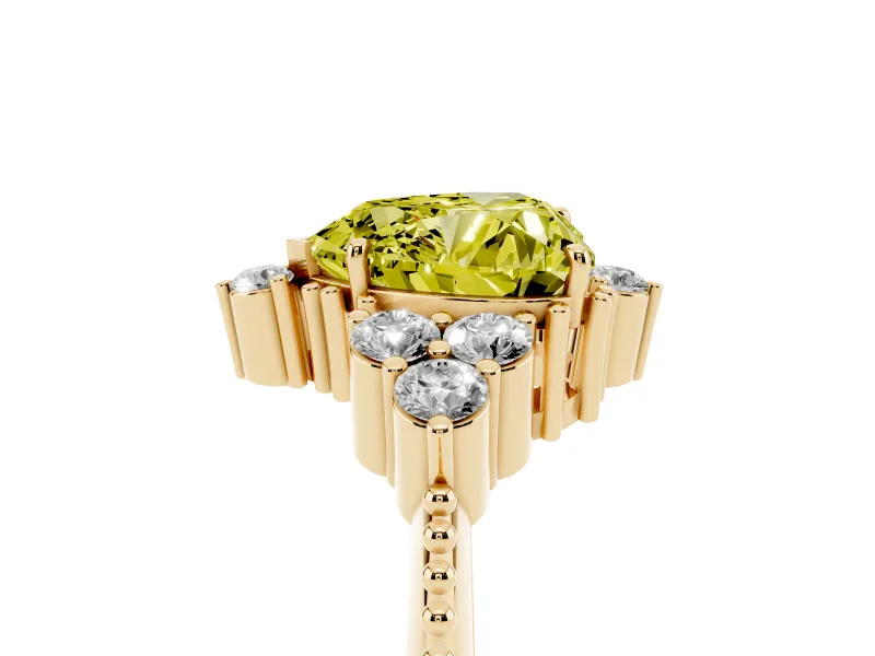 Heart-Shaped Cluster Engagement Ring Setting for a Fancy Yellow Lab-Grown Diamond | Yellow Gold