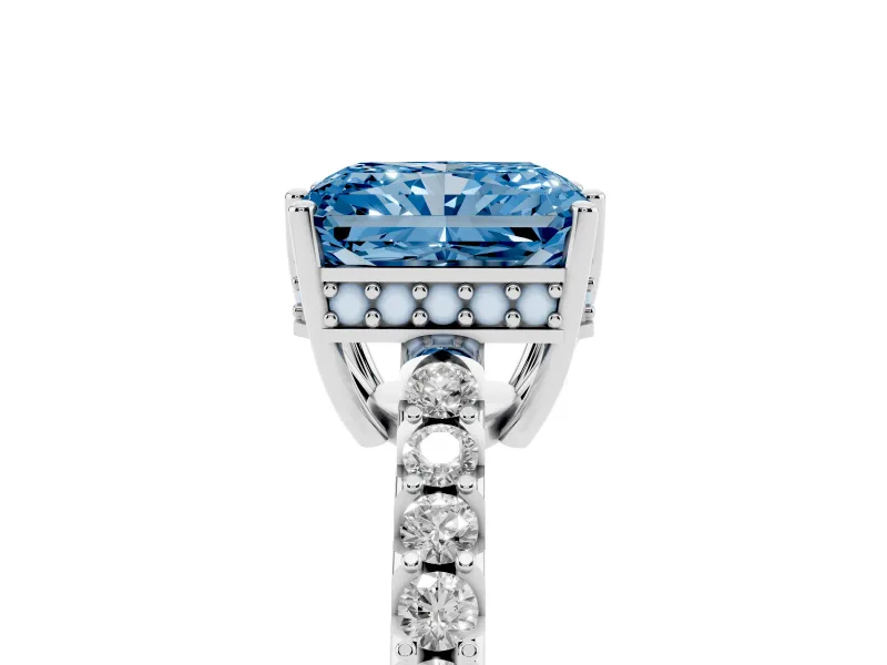 Radiant Cut Engagement Ring Setting for a Fancy Blue Lab-Grown Diamond | Platinum - Design NV-24649