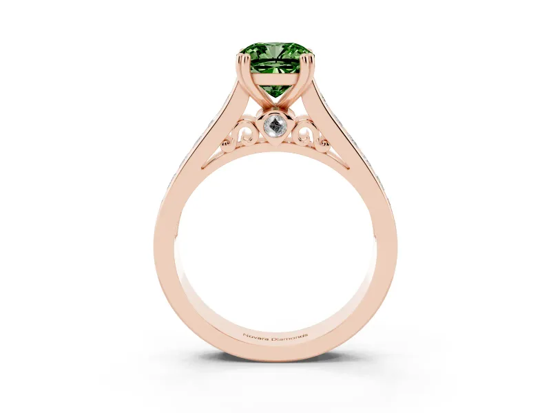 Cushion Cut Channel Engagement Ring Setting for a Fancy Green Lab-Grown Diamond | Rose Gold - Design NV-24671