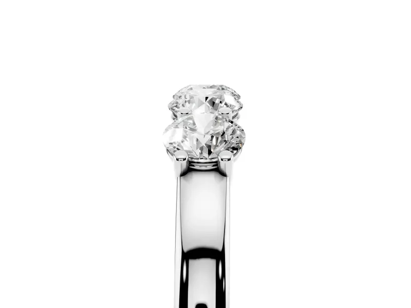 Round Lab-Grown Diamond Four Stone Wedding Band | Raised Prong Baskets | Sterling Silver