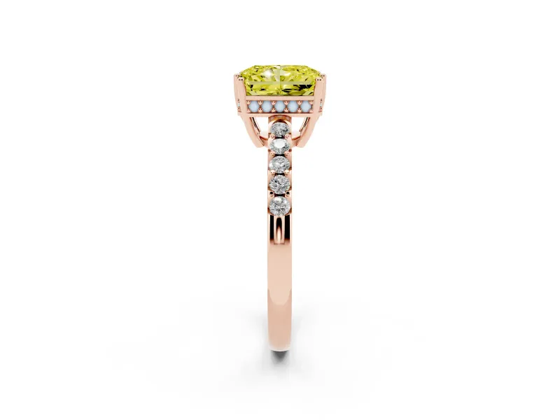 Radiant Cut Engagement Ring Setting for a Fancy Yellow Lab-Grown Diamond | Rose Gold - Design NV-24649
