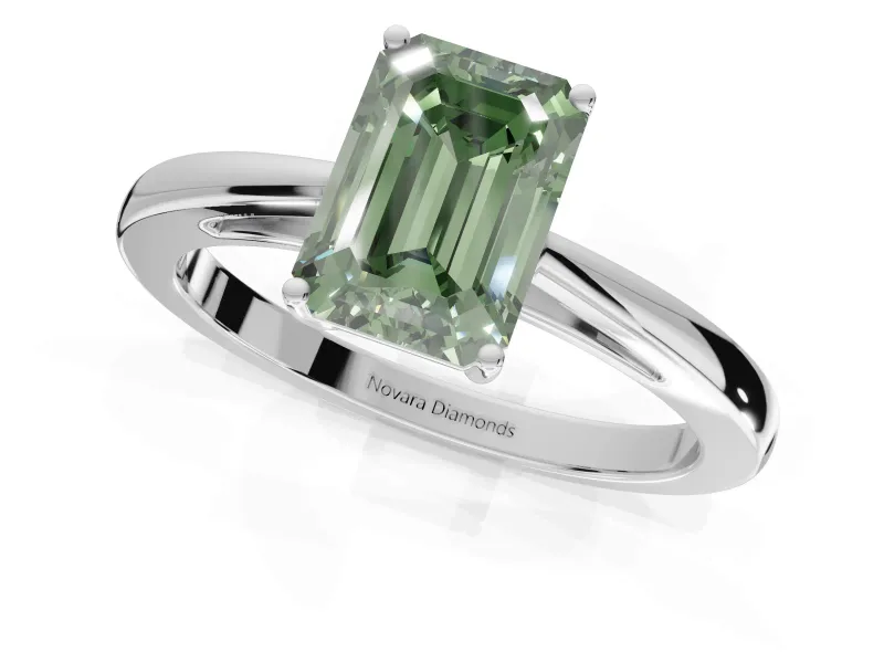 Emerald Cut Cathedral Engagement Ring Setting for a Fancy Green Lab-Grown Diamond | Sterling Silver - Design NV-24626