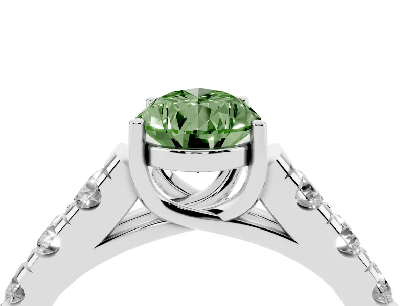 Pear-Shaped Engagement Ring Setting for a Fancy Green Lab-Grown Diamond | Sterling Silver - Design NV-24643