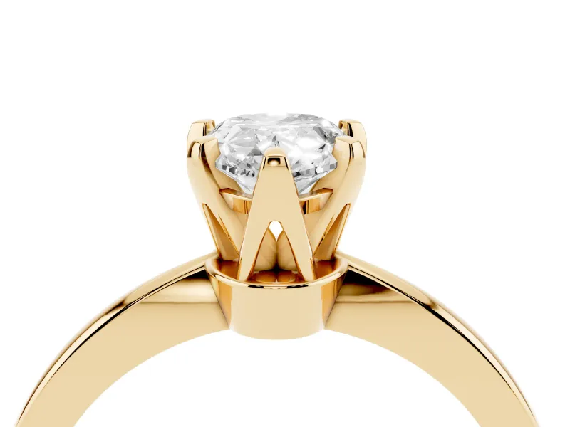 Pear-Shaped Tapered Solitaire Engagement Ring Setting | Claw Prong Head | Yellow Gold