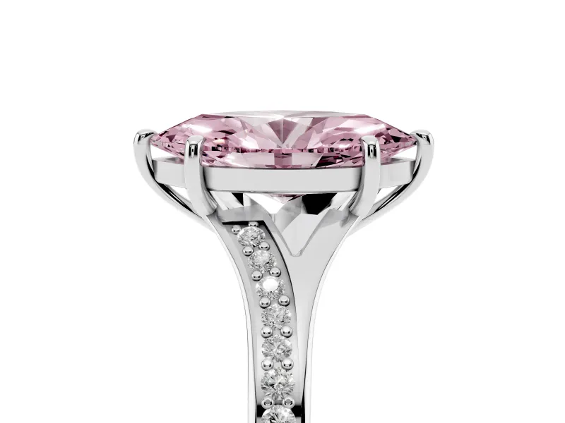 Marquise Pave Solitaire Engagement Ring Setting for a Fancy Pink Lab-Grown Diamond | Sweeping Shoulders | Platinum