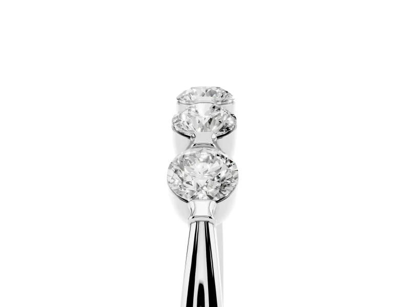 Round Lab-Grown Diamond Five-Stone Bar Set Wedding Band | Raised Row | Sterling Silver