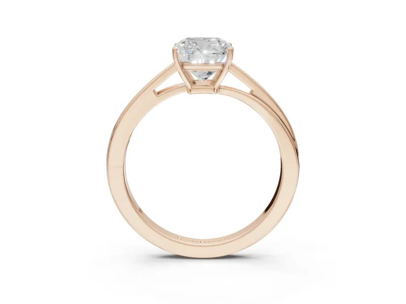 Cushion Cut Bypass Solitaire Engagement Ring Setting | Plain Polished Band | Rose Gold