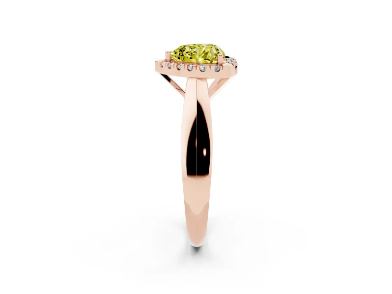 Heart-Shaped Halo Engagement Ring Setting for a Fancy Yellow Lab-Grown Diamond | Square Profile Band | Rose Gold