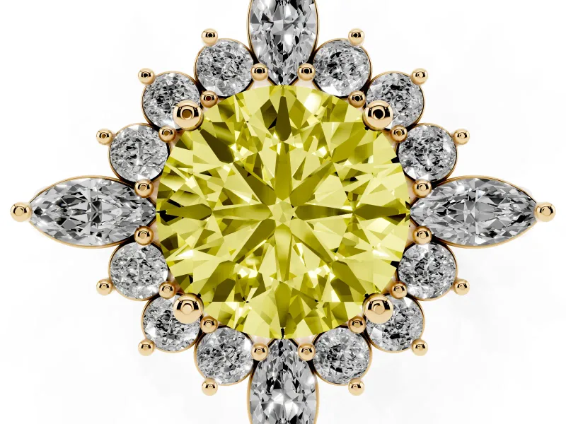 Round Engagement Ring Setting for a Fancy Yellow Lab-Grown Diamond | Yellow Gold - Design NV-24790