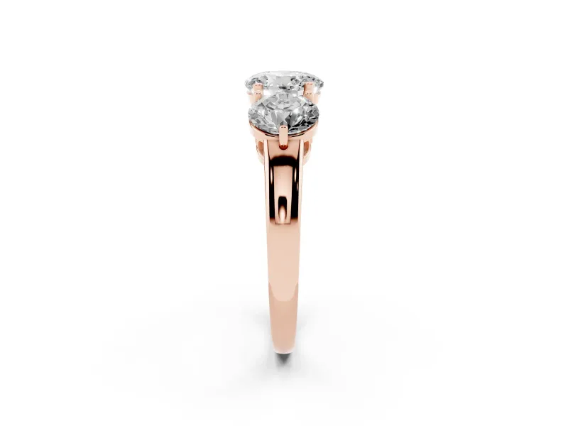 Round Three Stone Engagement Ring Setting | Large Round Side Stones | Rose Gold
