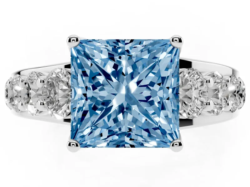 Princess Cut Engagement Ring Setting for a Fancy Blue Lab-Grown Diamond | Sterling Silver - Design NV-24645