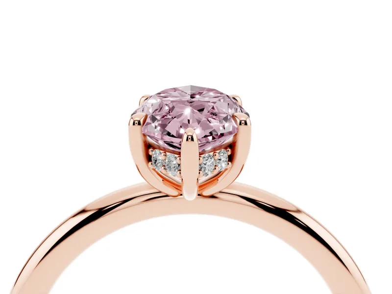 Marquise Hidden Halo Ring Setting for a Fancy Pink Lab-Grown Diamond | Rose Gold