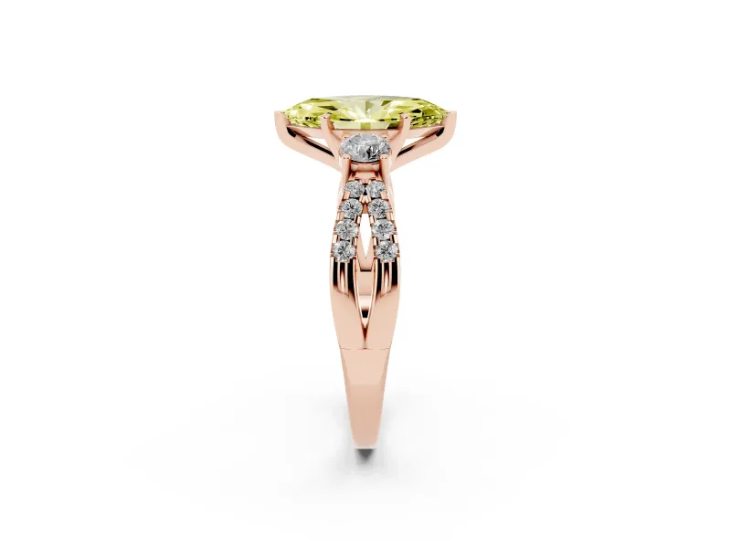 Marquise Three Stone Engagement Ring Setting for a Fancy Yellow Lab-Grown Diamond | Rose Gold