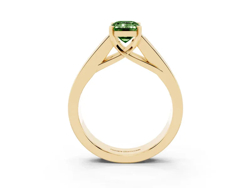 Emerald Cut Channel-Set Engagement Ring Setting for a Fancy Green Lab-Grown Diamond | Yellow Gold