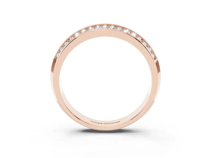 Round Diamond Double Row Eternity Band Set in Rose gold with Channel Setting