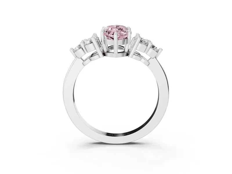 Marquise Cluster Side Stone Engagement Ring Setting for a Fancy Pink Lab-Grown Diamond | Platinum