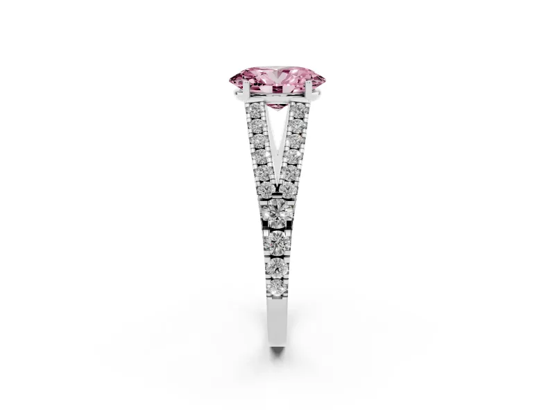 Oval Graduated Split Shank Engagement Ring Setting for a Fancy Pink Lab-Grown Diamond | Platinum