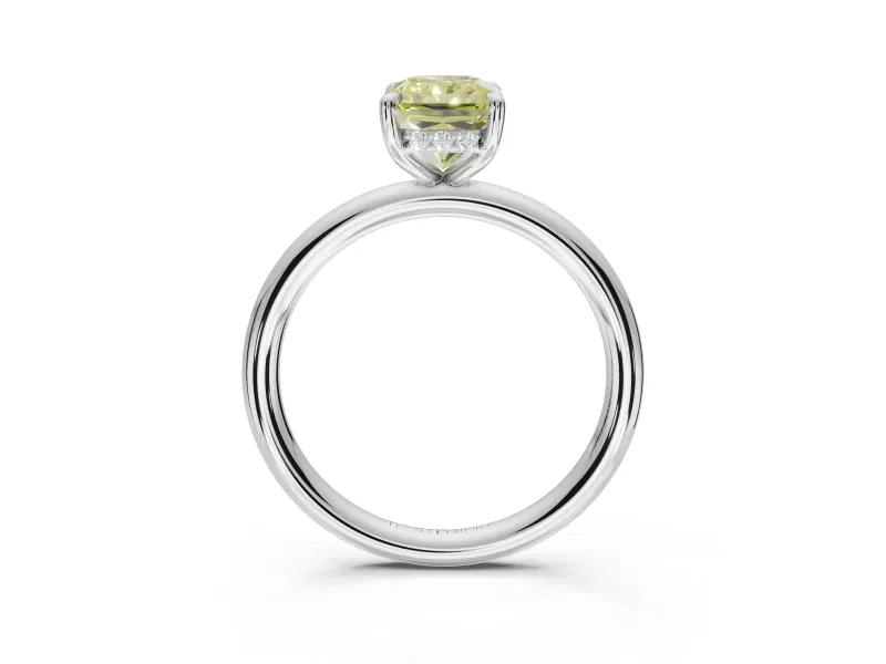 Radiant Cut Hidden Halo Ring Setting for a Fancy Yellow Lab-Grown Diamond | White Gold