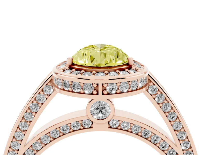 Pear-Shaped Sectioned Halo Engagement Ring Setting for a Fancy Yellow Lab-Grown Diamond | Rose Gold
