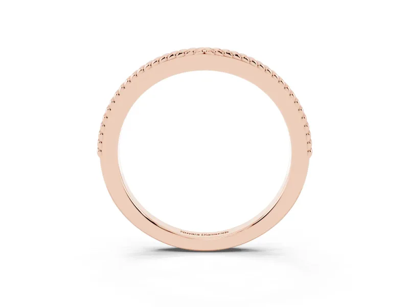 Milgrain Twist Contour Wedding Band Set in Rose gold
