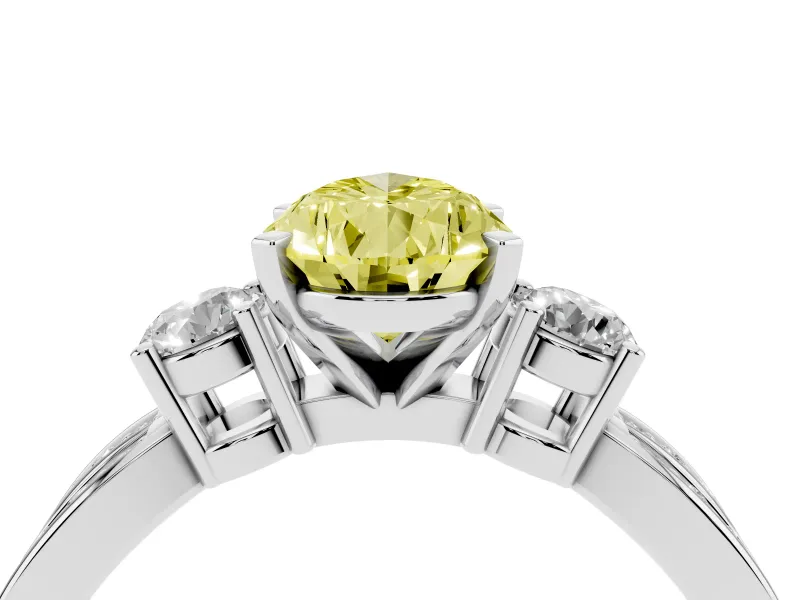 Fancy Yellow Three-Stone Pear Cut Diamond Twist Band Ring Set in Silver with Pavé Accents and Prong Setting