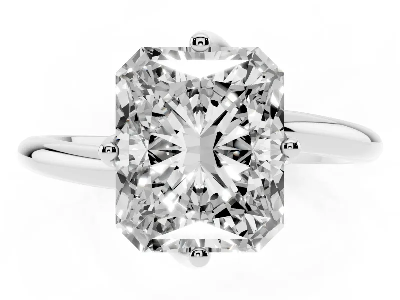 Radiant Cut Bypass Solitaire Engagement Ring Setting | Plain Polished Band | Platinum