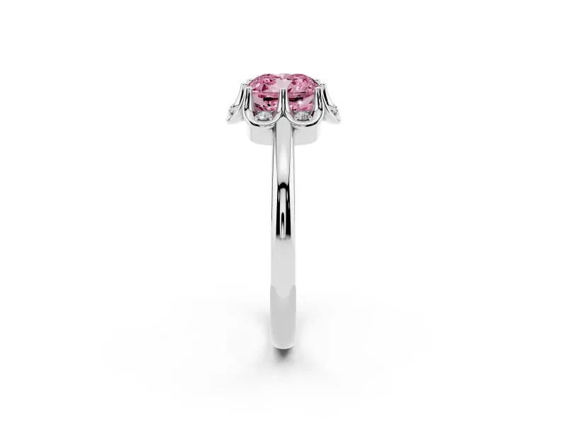 Cushion Cut Petal Halo Engagement Ring Setting for a Fancy Pink Lab-Grown Diamond | Platinum