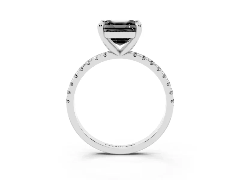 Asscher Cut Pavé Engagement Ring Setting for a Black Center | Sterling Silver