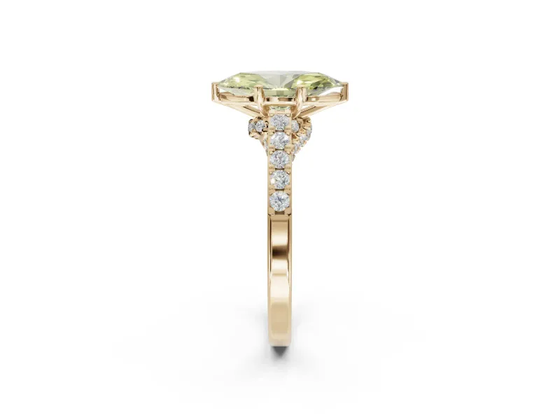 Marquise Pavé Solitaire Engagement Ring Setting for a Fancy Yellow Lab-Grown Diamond | Crossover Gallery | Yellow Gold