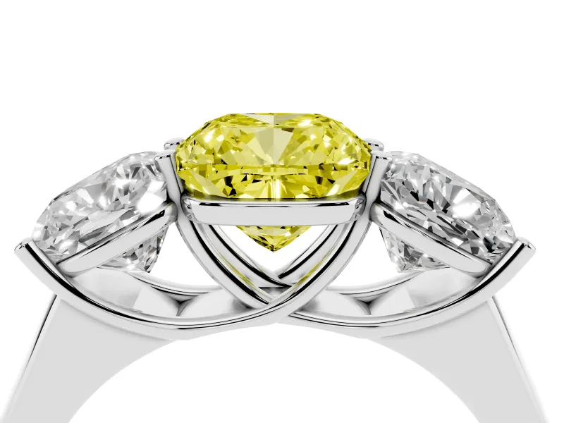 Cushion Cut Engagement Ring Setting for a Fancy Yellow Lab-Grown Diamond | Sterling Silver - Design NV-24908
